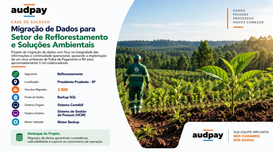Migração de Dados para empresa do setor de reflorestamento e soluções ambientais com aproximadamente 3 mil colaboradores