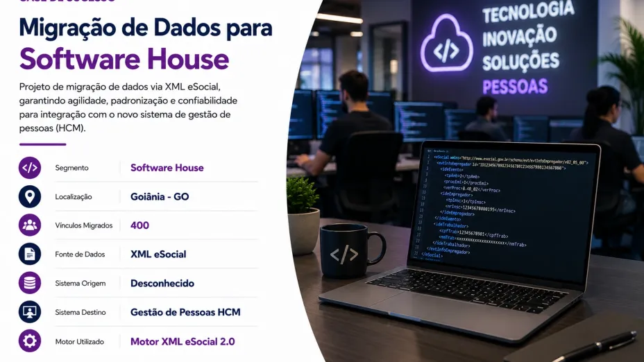 Migração de Dados utilizando exclusivamente XMLs do eSocial para implantação de plataforma corporativa de RH em grupo nacional do setor de tecnologia