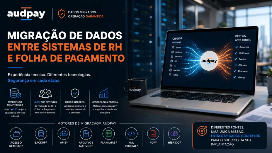 Portfólio Técnico de Migração de Sistemas de RH e Folha de Pagamento.